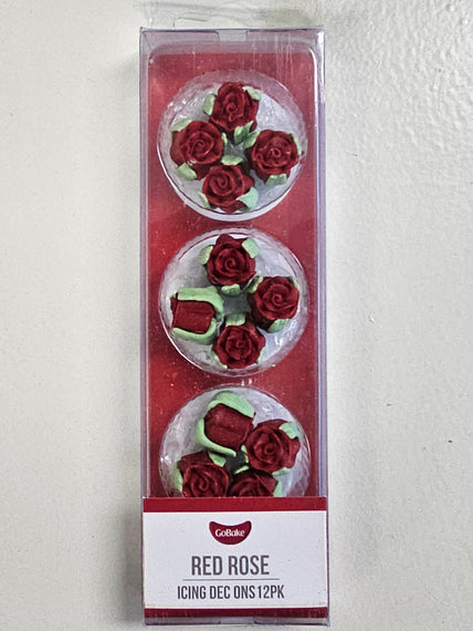 Edible Red Rose Dec Ons 12pk