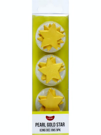 Edible Pearl Gold Star Dec Ons 9pk