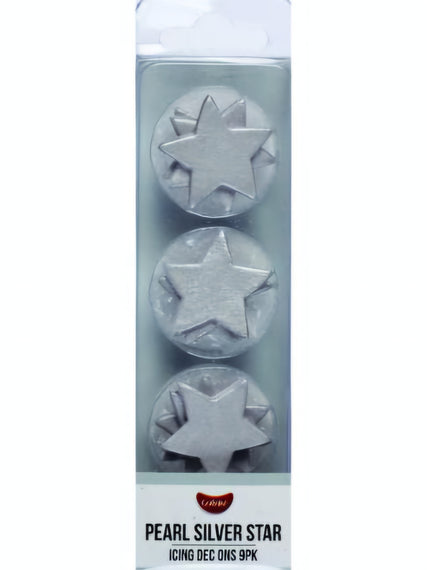 Edible Pearl Silver Star Dec Ons 9pk